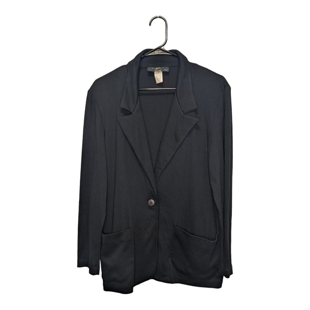 Vintage Orvis Womens Long Sleeve Blazer Jacket Black Single Button USA Size S